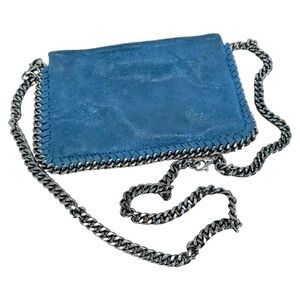 Vera Pelle | Blue Leather Chain Bag Made in Italy